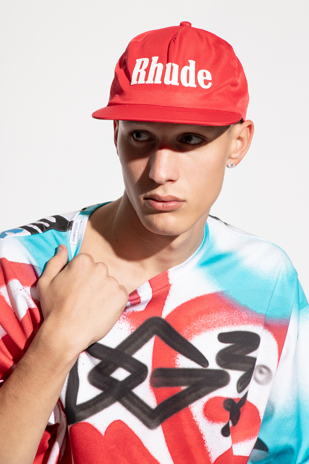 帽子 RHUDE REDS TRUCKER Rhude Red & Off-White Striped 'Tobacco' Trucker Cap